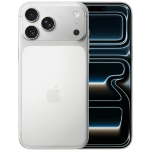 iPhone 17 Pro color titanio blanco vista frontal y trasera